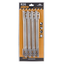 Campingmoon Heavy Duty Steel Tent Stakes Pegs with Hook and Hole Design for Outdoor Backpacking Camping Tent Canopy R26-8