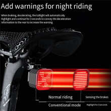 Bicycle Tail Light - Brake Sensing, Rechargeable, IPX6 Waterproof, Dual Bracket Rear Lamp for Cycling Safety
