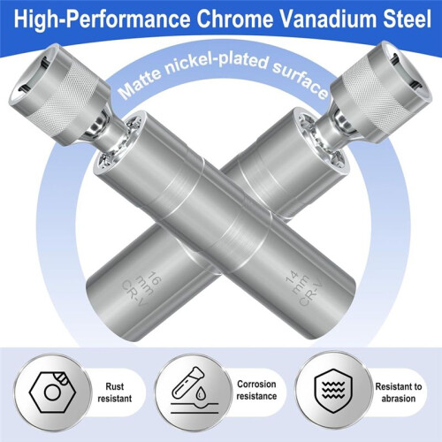 14mm&16mm  Socket Set, Thin Wall 3/8Inch Drive  Socket Removal Tool, 12 Point, for Most Car Models 1