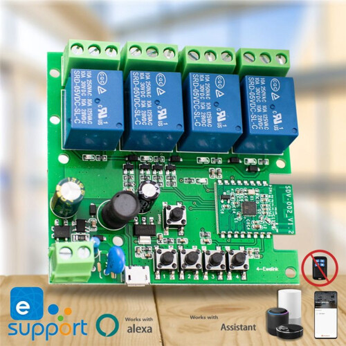 EWELINK AC 85-250V USB 5V Wifi Relay  4 Channel Wireless  Module Work with Ewelink App Control
