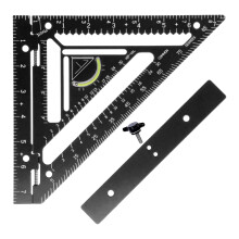 Équerre en aluminium pour chevrons, règle triangulaire avec bloc de fixation pour travaux de menuiserie, noire