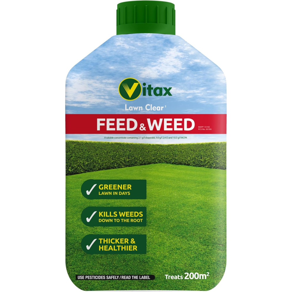 Caprican Vitax Feed & Weed 1L - Lawn Fertilizer & Killer 200M2 Green