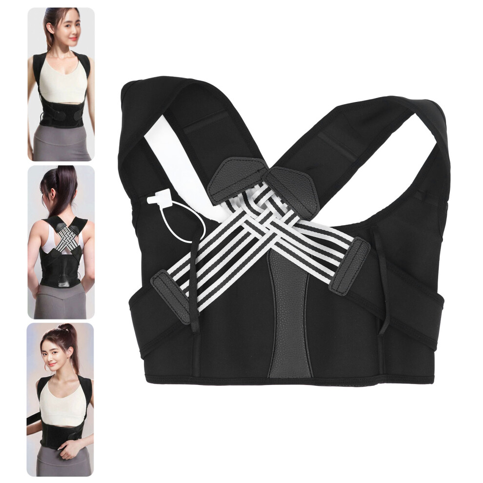 Black Breathable Back Posture Corrector For Men & Women, Spine Support Brace