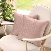 (Pack of 4, Pink) Check Design Velvet Filled Cushions 18x18inches -Luxury Super Doft with Filler Inner
