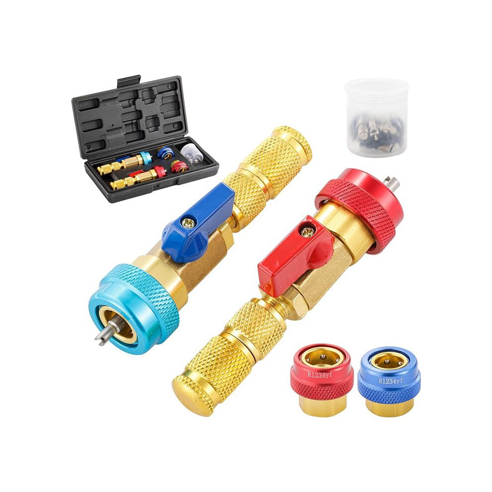 R134a R1234yf Valve Core Remover Tool, Air Conditioning Valve Core Remover Installer Tool Set For R134a R1234yf R22 Red 6034186025261