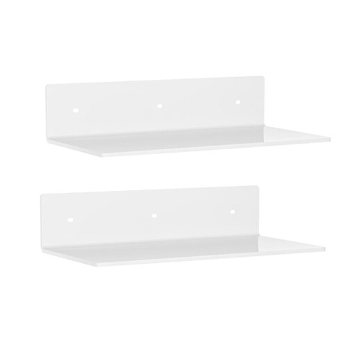 Acrylic Floating Shelf Small Storage Rack Wall-Mounted Decor for Bathroom Living Room White