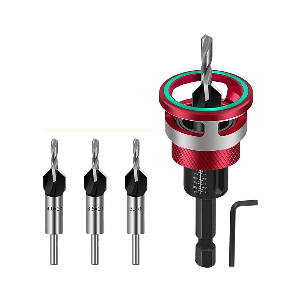 Countersink Drill Bit Set 6-Piece Countersink Wood Drill Bit With Depth Stop,Precision Drilling For Woodworking 4713142264624