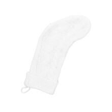 Calza natalizia bianca in maglia a coste, grande decorazione natalizia per camino e mensola, 45 cm