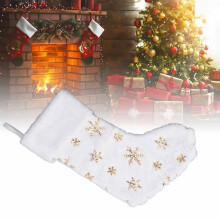Chaussette de Noël festive de 45 cm avec décoration brodée en flocon de neige et sequins