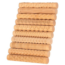 Juego de 10 Rodillos de Madera para Textura de Arcilla, Ideal para Cerámica y Alfarería. Rodillo de Modelado con Textura y Sellos para Esténcil.
