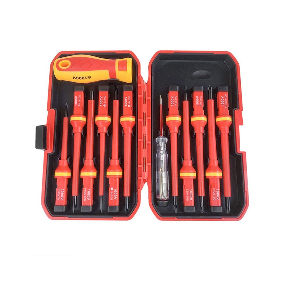 Insulated Screwdriver Set 1000V Slotted Magnetic Screw Driver Bits Kit And Magnetic Slotted Bits Repair Tool 4711947119446