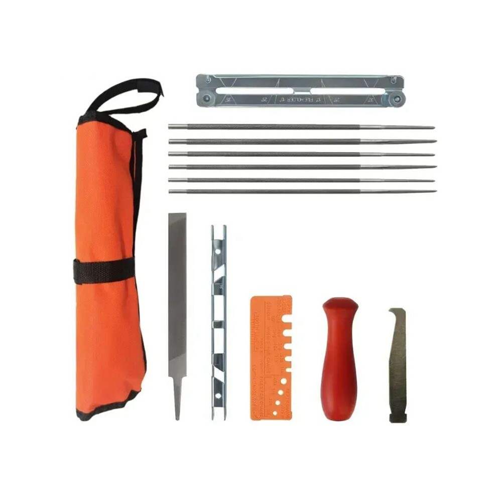 13Pcs Professional Chainsaw Chain Sharpening Kit Tool Hardwood Handle Round/Flat File Guide Bar File Sharpener 4713113263779