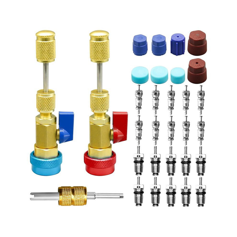 31Pcs R134a Valve Core Quick Remover Installer Tool Set, High Low Pressure Ac Valve Core Removal Tool Red 4711592956151