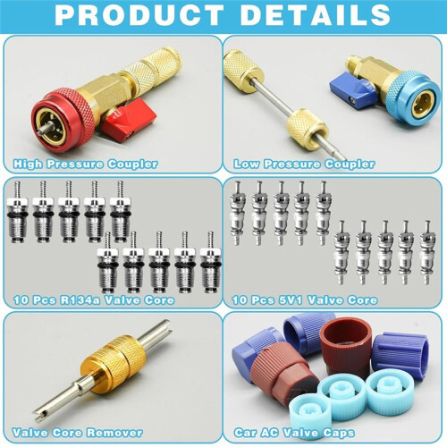 31Pcs R134A Valve Core Quick Remover Installer Tool Set, High Low Pressure AC Valve Core Removal Tool 2