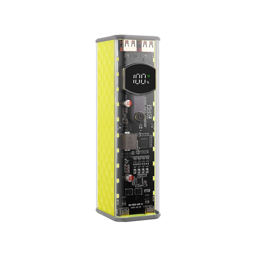 8 Slots 18650 Diy Power Bank Case Pd 45W Fast Charging Diy Battery Box Cell Holder Shell No Soldering For Laptop Yellow 4711371799399