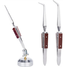 -Locking Tweezer, Reverse Tweezers for Crafting with 360Rotation Base, Third Hand Soldering Tool,for DIY Repairing