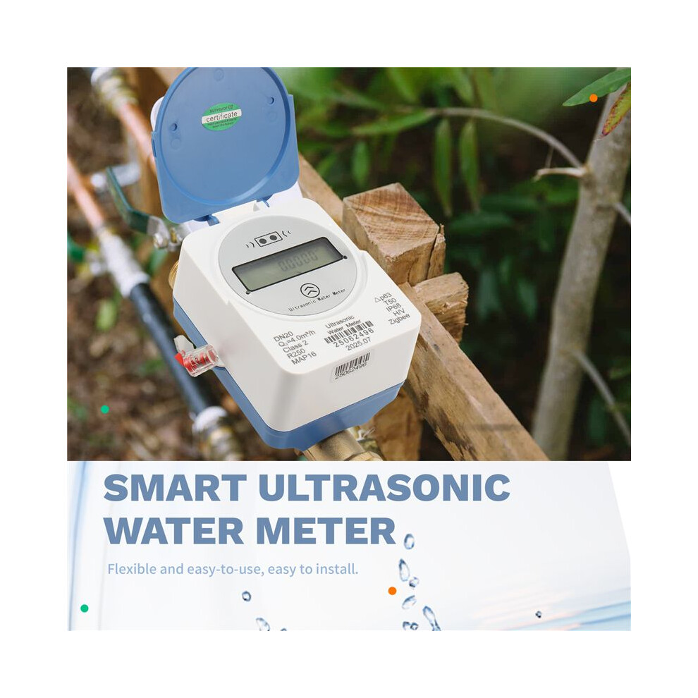 Tuya Zigbee Ultrasonic Water Meter Dn20 Lcd Digital Display Ip68 Waterproof Water Flow And Consumption Monitoring 4712533280632
