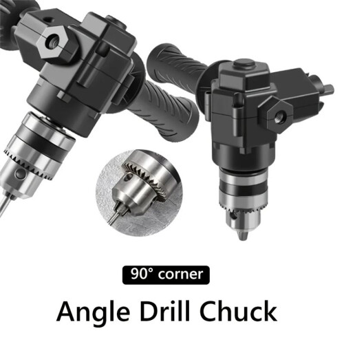 90 Right Angle Drill Adapter - Keyed Chuck Corner Attachment for Tight Space Drilling & Repair 2