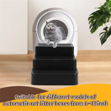 Rampe de Bac à Litière Réglable en 3 Étapes avec Fonction Filtre, Bac à Litière Amovible, pour Petits Chats et Chats Âgés, Noir.