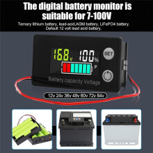 Pacote com 4 Monitores Digitais de Bateria para Carrinho de Golfe 8-100 V, 12 V, 24 V, 36 V, 48 V, 60 V, 72 V, Display LCD para