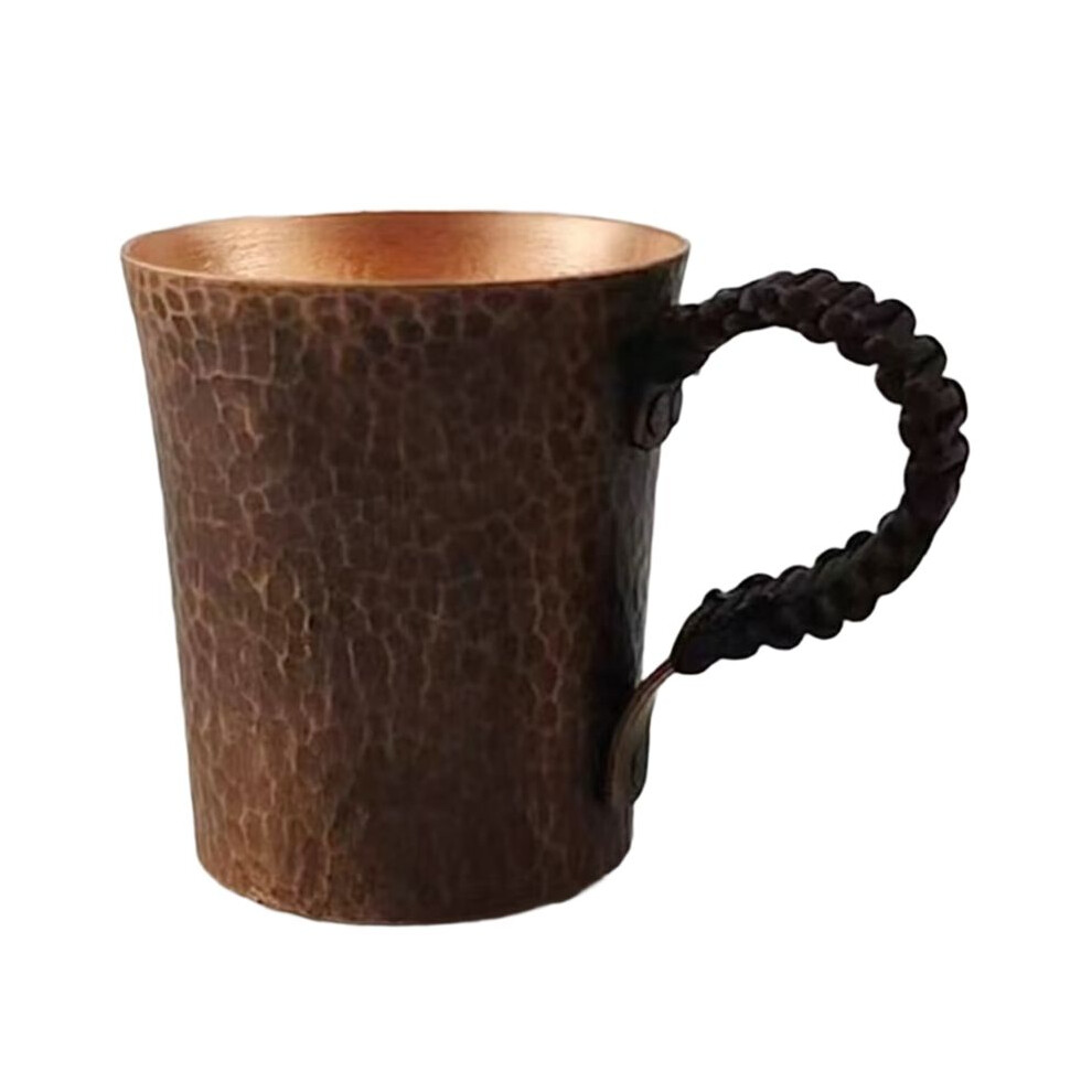 Vintage Pure Copper Coffee Cup,Mug Tumbler Engraving Hammer Texture Woven Handle 450 Ml Beer Mug,Tea Cup Tableware 6033906222454
