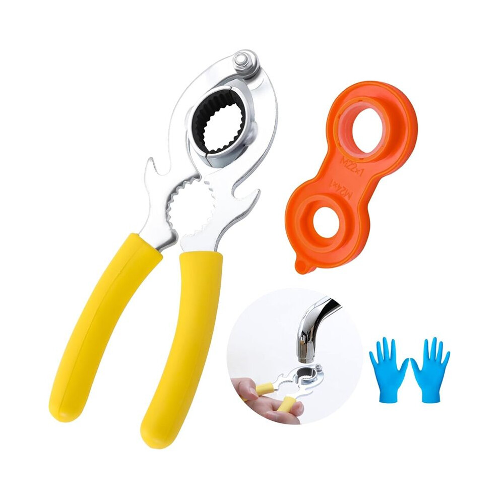 3Pcs Faucet Aerator Removal Wrench With Gloves,Faucet Bubbler Wrench Kit For Kitchen Sink Bathroom Tap Aerator 6034021361288