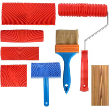 7Pcs Wood Grain Tool Set, DIY Rubber Wood Grain Painting Tools,7.08" Faux Wooden Textured Paint Roller for Wall Room Art