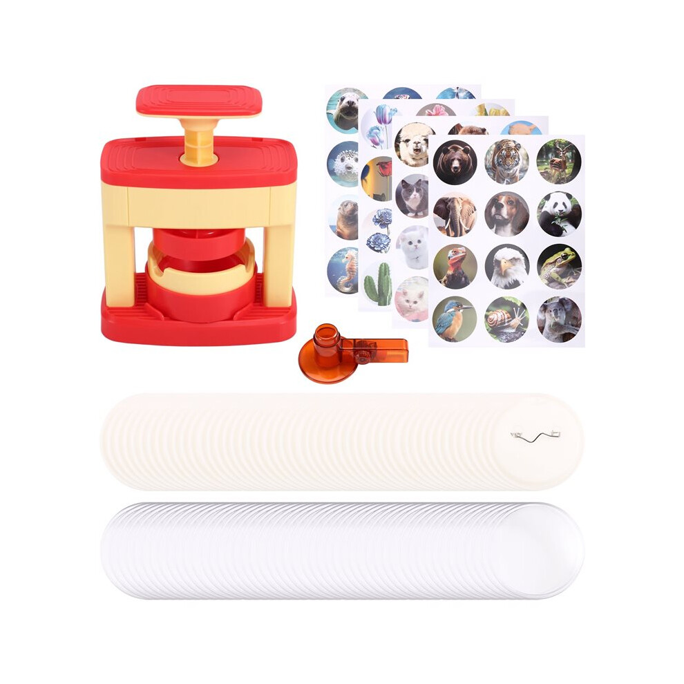 Saudism Badge Maker For Kids, Diy Pin Button Badge Maker Machine, Portable Badge Punch Kit With 48 Patterns Badges
