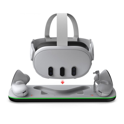 For Meta Quest 3 VR Headset Controller Charging Dock with 2 Rechargeable Batteries USB-C Cable Charger Base 2
