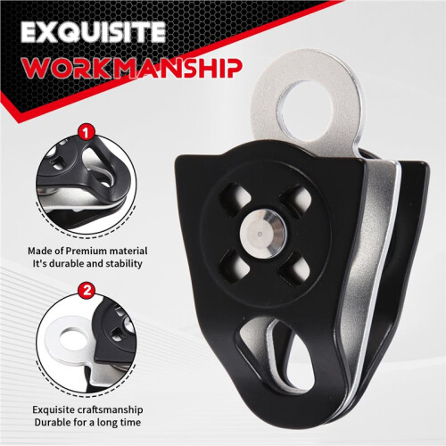 36KN Micro Double Pulley Minding  Bearing for Progress Capture System Rigging Hauling Rescue Arborist Tree Climbing 1