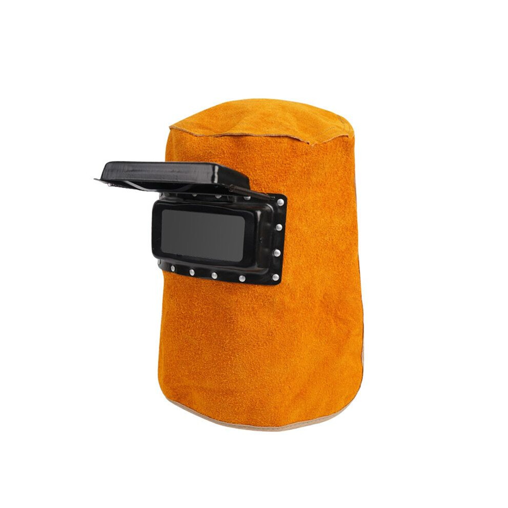 Welding Helmet Mask With Flip Open Lens, Leather Welding Hood Grinding Protective Gear Work Cap Face Shield, Flame 6031029005183