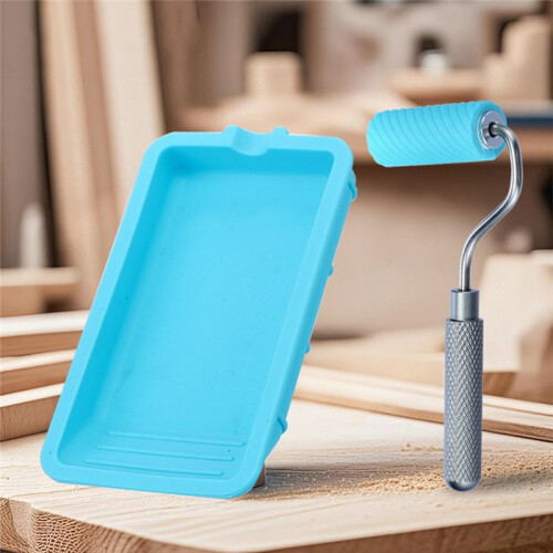 Silicone Glue Roller with Tray 48mmX20mm Roller Handle for Arts Crafts Woodworking Glue  Projects 1