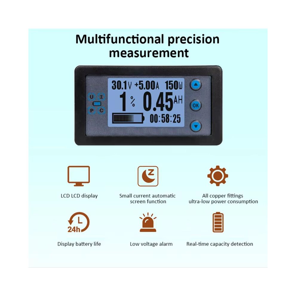 8-120V Digital Meter Multifunctional Coulombometer Ammeter Voltmeter Wattmeter Battery Tester With Shunt 500A 6033906299722