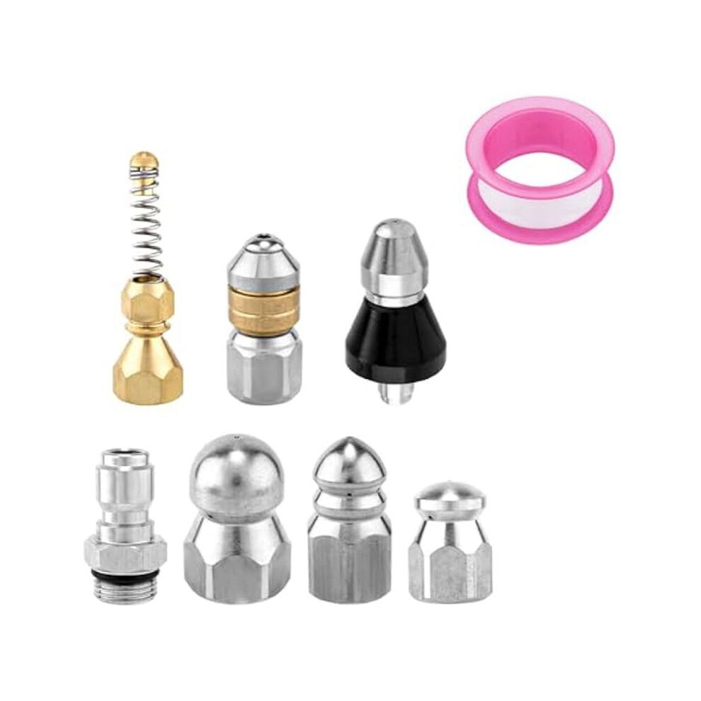 8Pcs Sewer Jetter Nozzle Kit ,Pressure Drain Jet Hose Tip For Pressure Washer Sewer Cleaning Tool 6031264410247