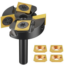 Titanium-Coated Carbide Surfacing Router Bit -1/4in Shank,1-3/8in Cutting Diameter,2+2 Flutes for CNC Spoilboard Planing