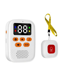 Wireless Caregiver Call Button SOS Emergency Monitor with Vibration, Personal Caregiver Pager for Elderly Care White