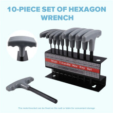 10PCS Imperial Hex Key T-Handle Set, 3/32In-3/8In T-Handle Hex Wrench Set with Storage Rack, for Automotive Repair