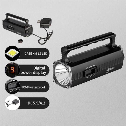 Diving Hand Lamp High-Power Rechargeable Outdoor Lighting Waterproof LED Flashlight 1