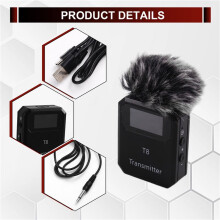 Sistema di Microfono Wireless 2.4G Microfono Lavalier Trasmettitore Ricevitore Clip di Riduzione del Rumore Integrata 1 Trasmettitore