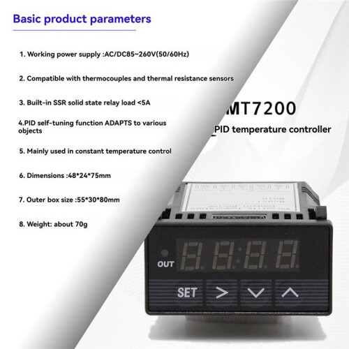 New XMT-7200 48x24mm Programmable Digital PID Temperature Controller with Built-in 5A Solid State Relay XMT7100 PT100