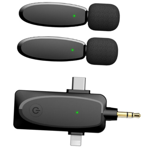 3 in 1 Wireless Lapel Microphone Compatible with Cameras Laptops Smartphone Wireless Lavalier Microphone 2