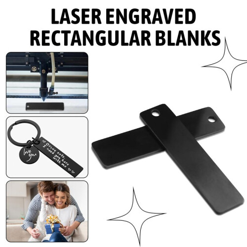 Chaveiros de Metal Graváveis em Branco para Gravação A Laser, em Branco Retangular de Aço Inoxidável de 2 Polegadas X 1/2 Polegada 2