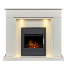 Acantha Maine White Marble Fireplace with Downlights & Alta Electric I