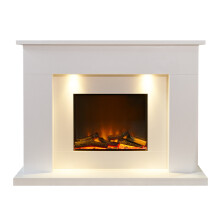 Acantha Minnesota White Marble Electric Fireplace Suite, 50 Inch