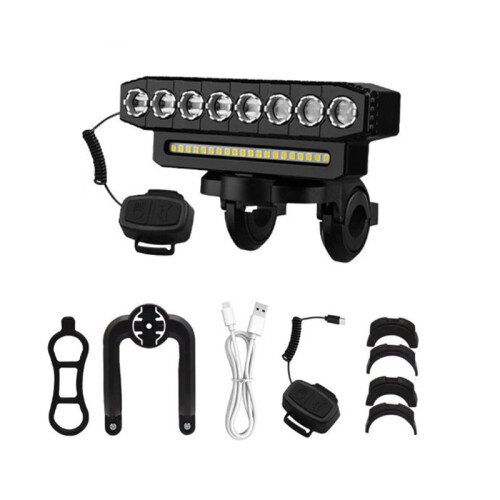 LED Bicycle Front Light USB Rechargeable  Floodlights Easy to Install 6 Modes Bicycle Bell Light,A