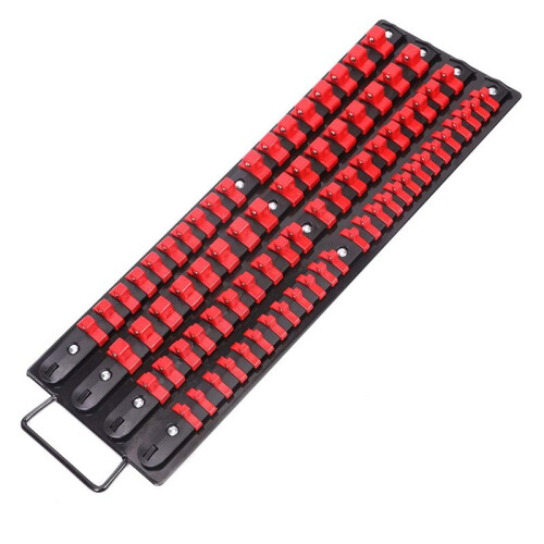 Portable 80Pcs Socket Organizer Tray 1/4-Inch 3/8-Inch 1/2-Inch Rail Rack Socket Holder with Handle Socket Storage Tool