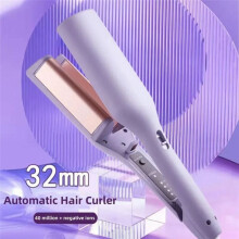 Hair Curling Iron 32mm Deep Wave Hair Curler 4 Temperature Adjustable Fast Heating Crimping Iron Styler Wand EU Plug,A