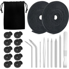 Baseball Glove Lace Kit, Baseball Glove Repair Lacing Kit Include 2 Leather Laces 10 Lace Locks 9 Glove Lacing with Bag