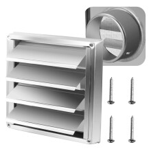 Metal Dryer Vent Cover with Metal Mesh Screen,Outdoor Stainless Steel Louvered Vent Cover for Easy Installation,150mm