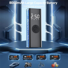 Car Tire Inflator, Portable Air Compressor, 100PSI Cordless Tire Pump, Digital Gauge, USB-C for Car Moto